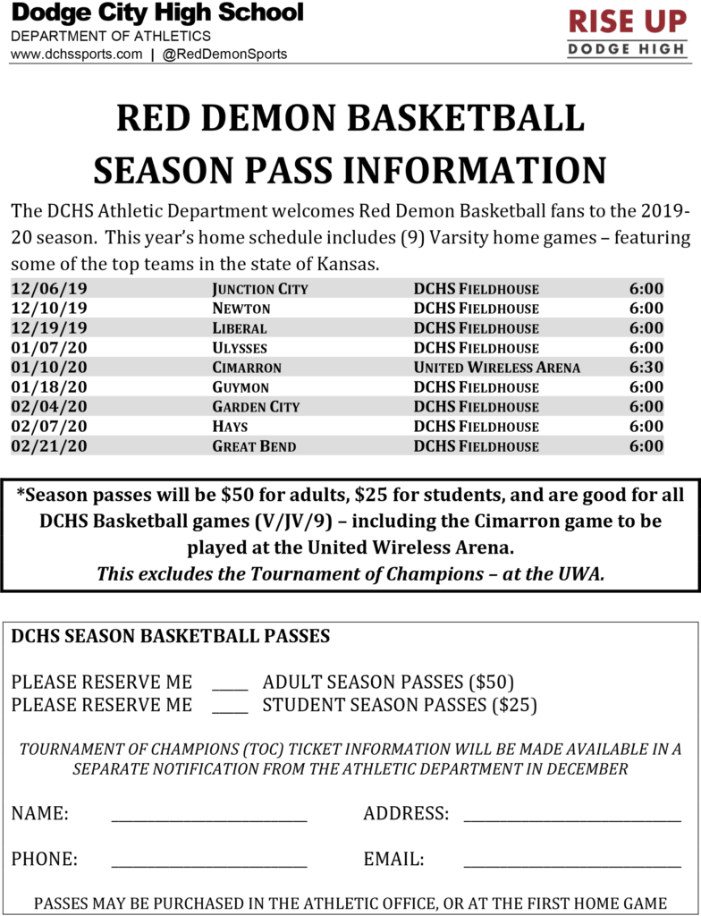 Basketball Season Pass Info — DCHS Sports